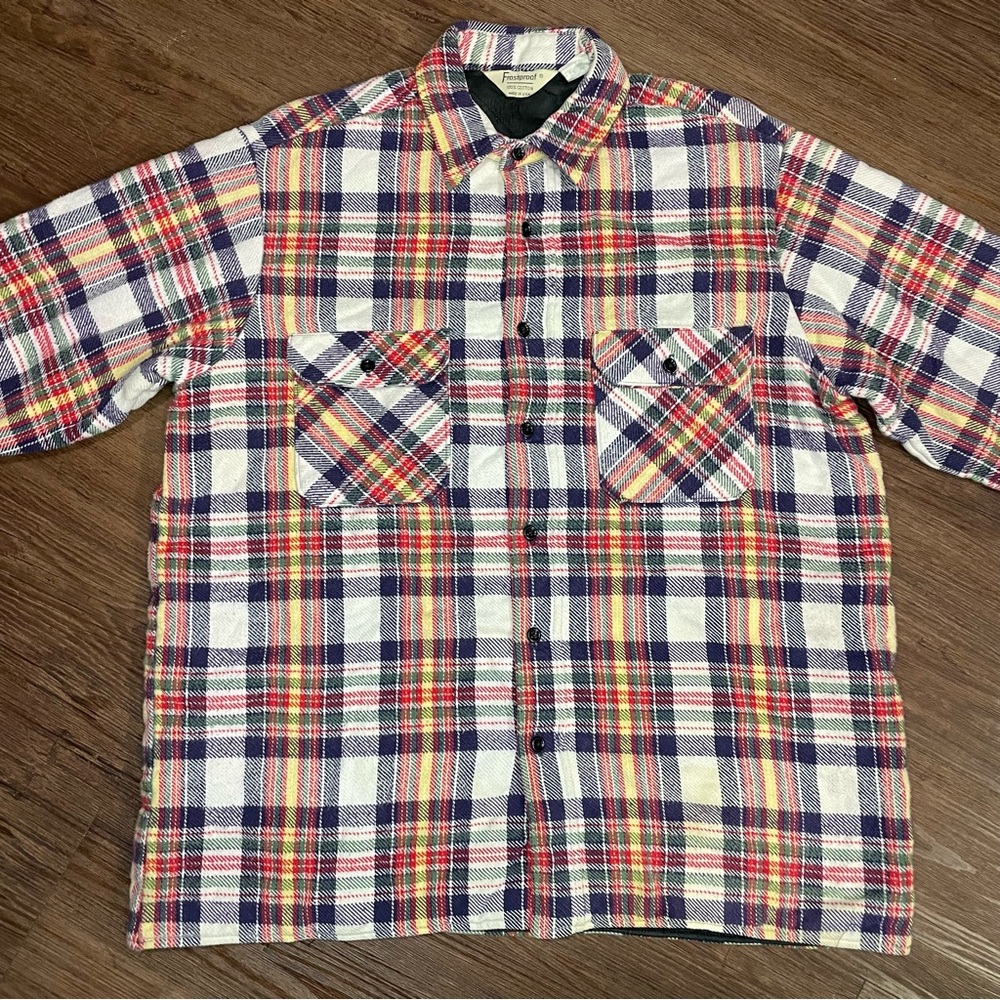 VTG 1980s Frostproof Heavyweight Button Up Flannel Shirt Men's L Plaid Lined